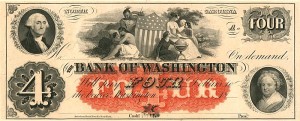 Bank of Washington - Obsolete Bank Note